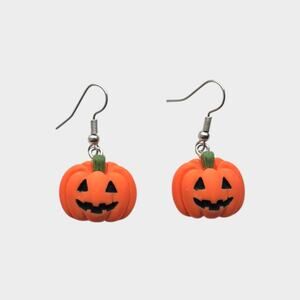 Happy Face Pumpking Small Drop Earring